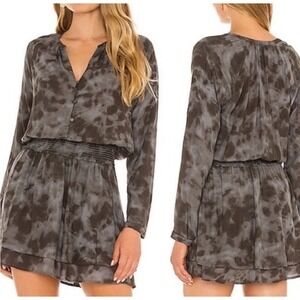 Rails Jasmine women S Slate Tie Dye Long Sleeve Dress Smocked Waist Mini Dress‎